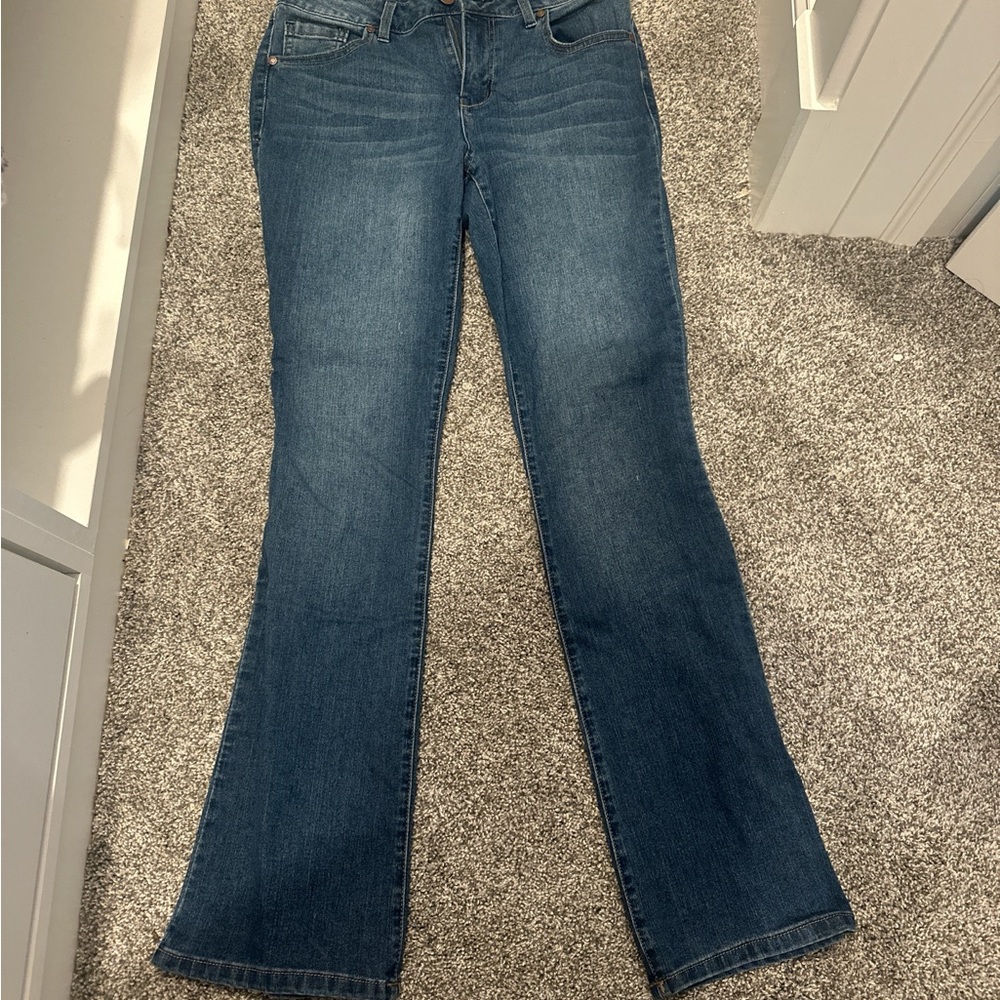 1822 Denim Blue Boot Cut Jeans with Mid-Rise Waist